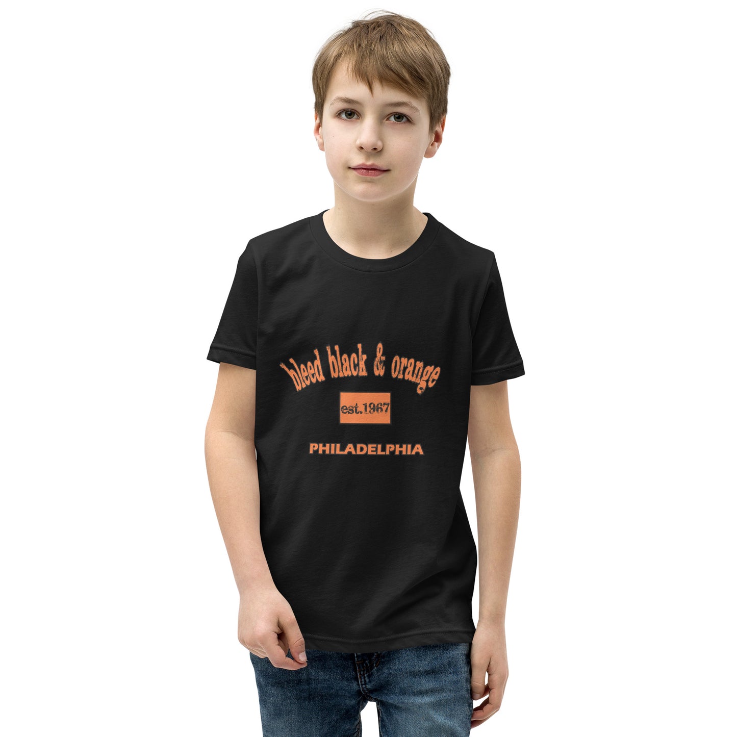 Bleed Black & Orange Kids Short Sleeve T-Shirt