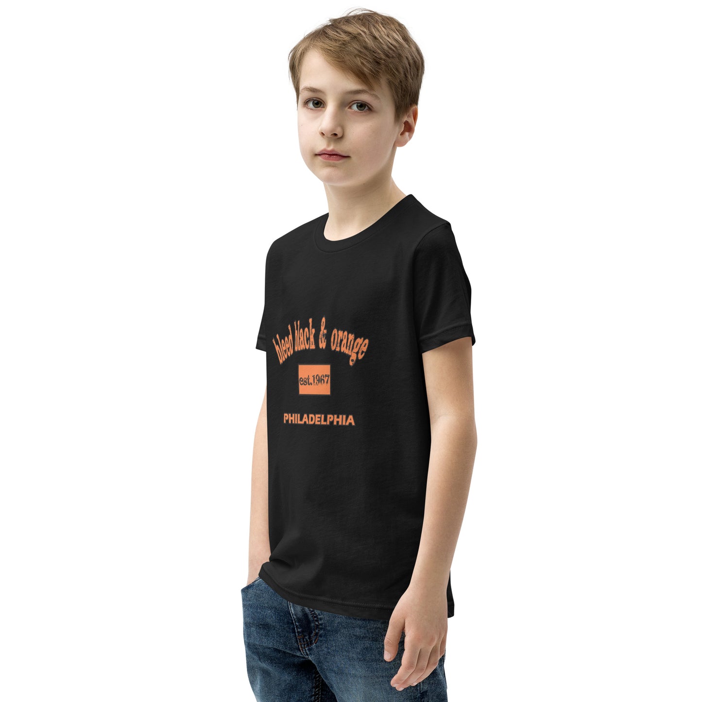 Bleed Black & Orange Kids Short Sleeve T-Shirt