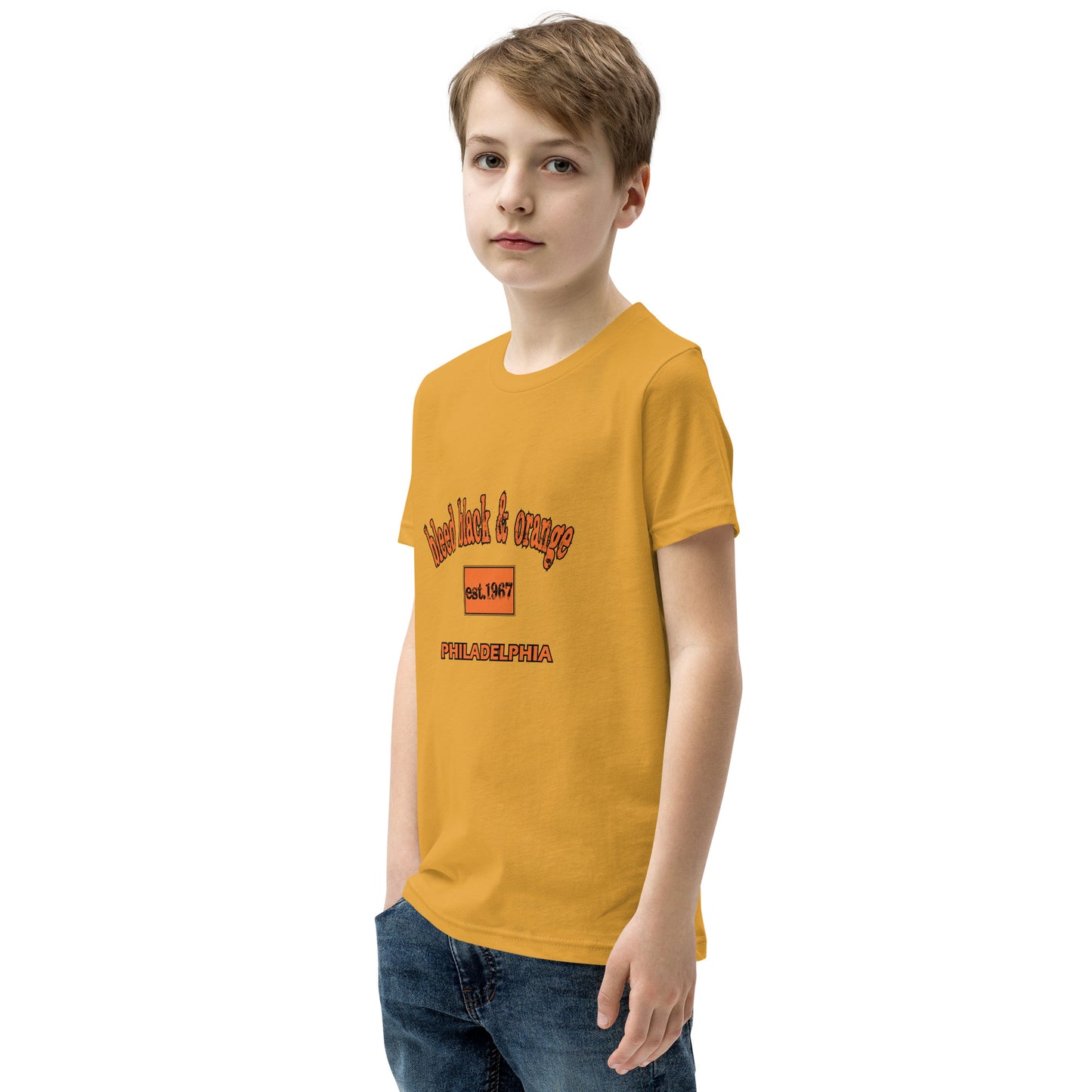 Bleed Black & Orange Kids Short Sleeve T-Shirt