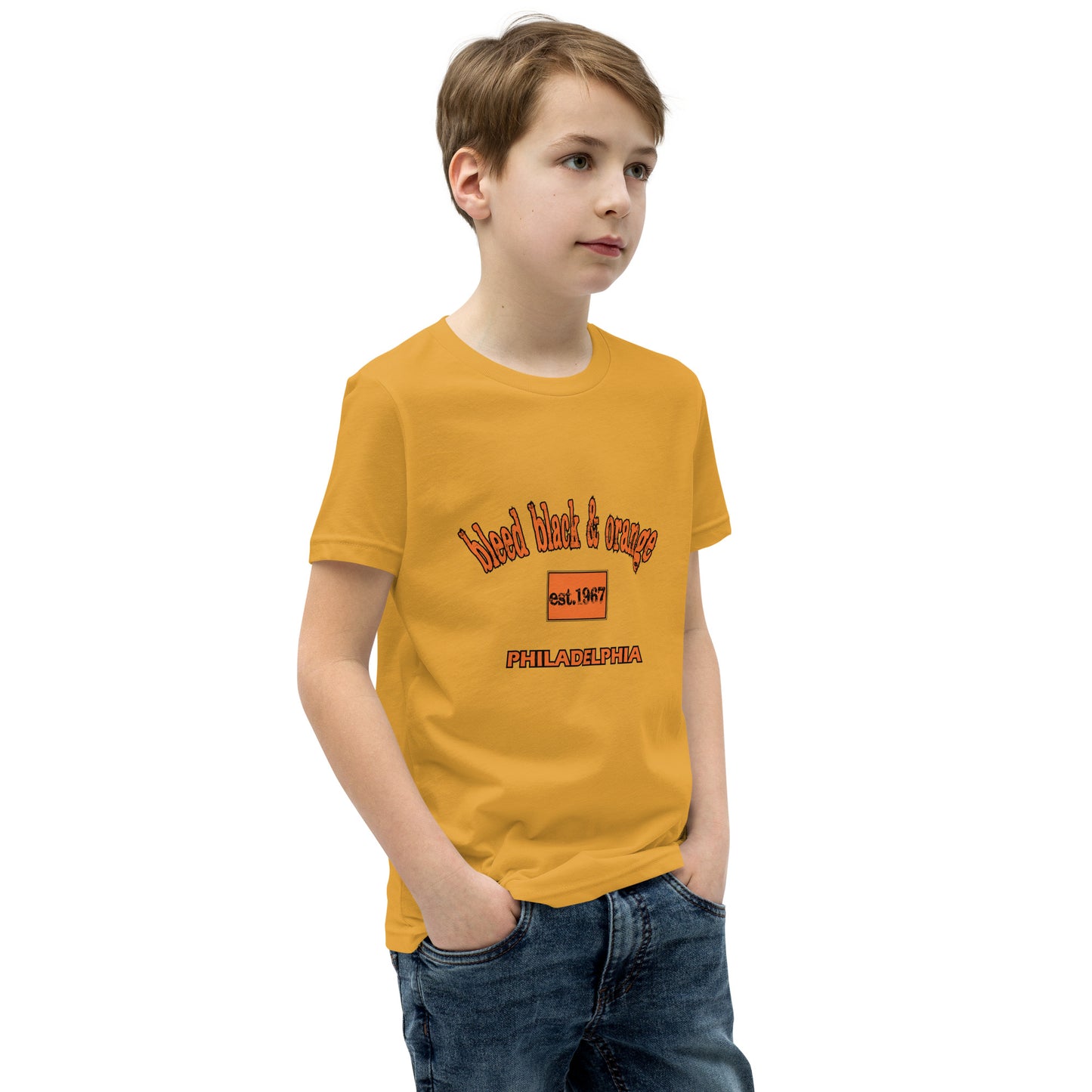 Bleed Black & Orange Kids Short Sleeve T-Shirt