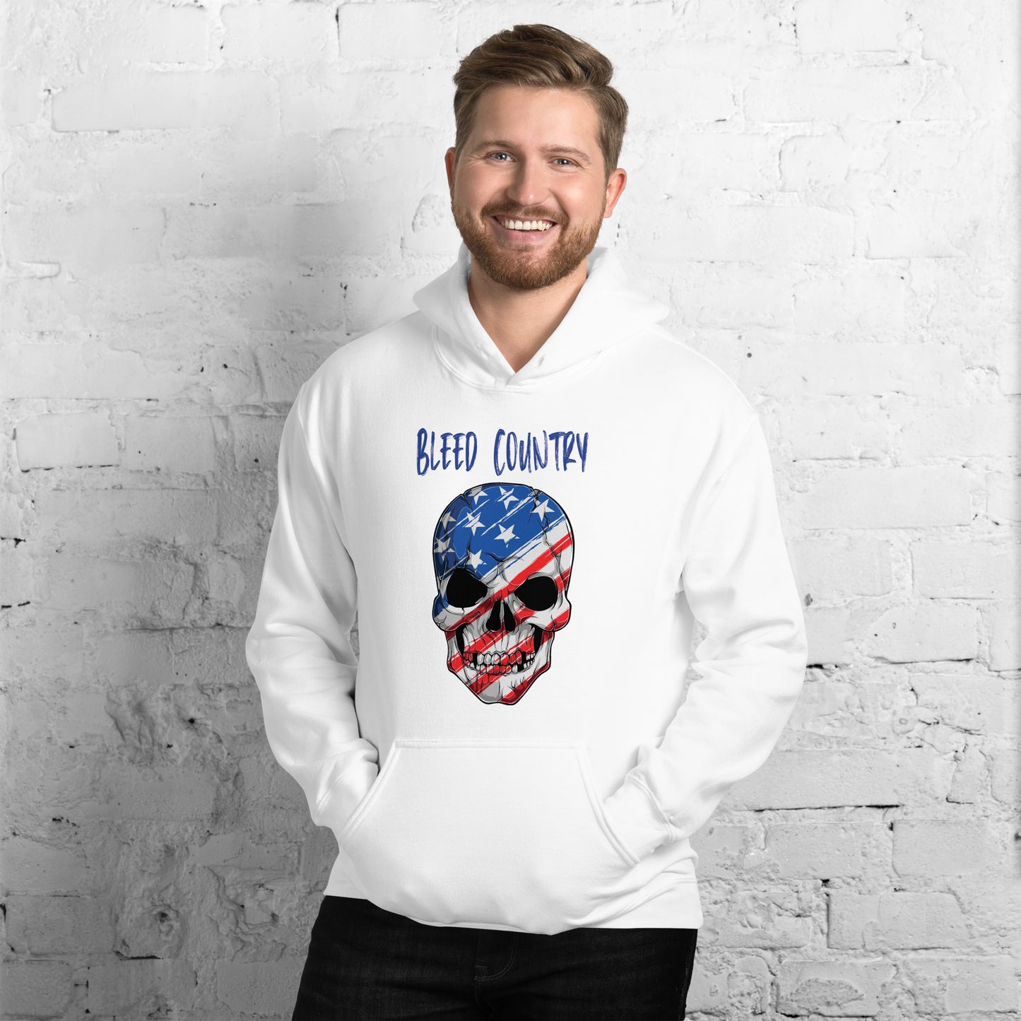 Bleed Skeleton Patriotic Skeleton Mask Unisex Hoodie