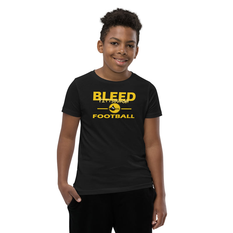 Bleed Pittsburgh Football Youth Short Sleeve T-Shirt