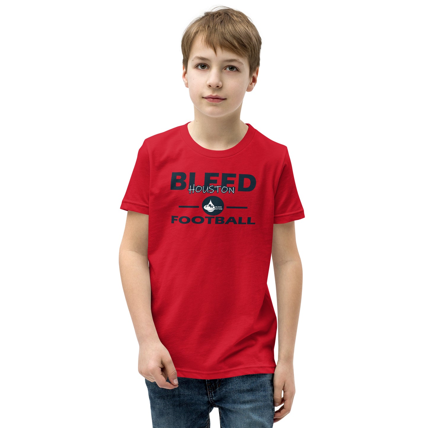 Bleed Houston Football Youth Short Sleeve T-Shirt